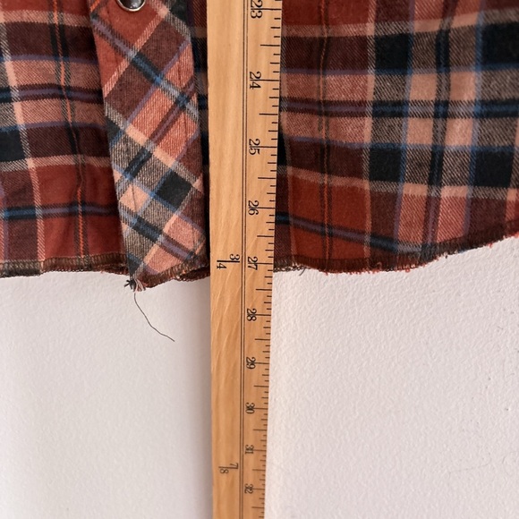 Vintage WRANGLER pearl snap flannel orange brown size SMALL made in usa western - Picture 7 of 7